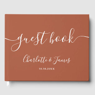 Terracotta Signature Script Wedding Guest Book