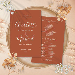 Terracotta Signature Script Wedding Program