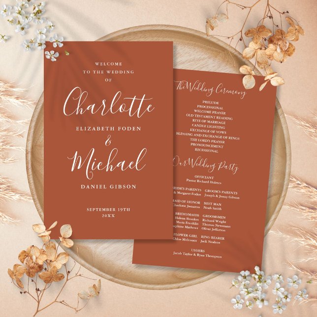 Terracotta Signature Script Wedding Program (Terracotta Signature Script Wedding Program)