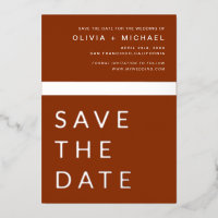 Terracotta Silver Save the Date Elegant 