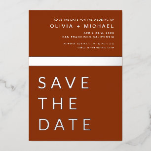 Terracotta Silver Save the Date Elegant 