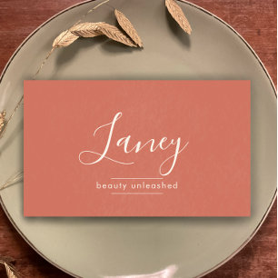 Terracotta Simple Boho QR Code Beauty Professional Business Card