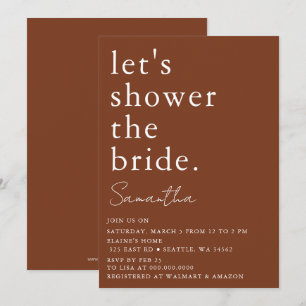 Terracotta Simple Elegant Modern Bridal Shower  Invitation