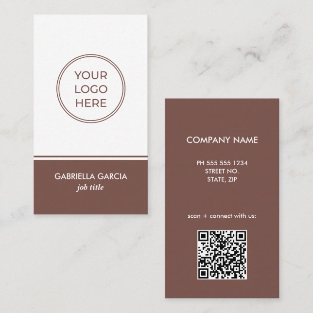 Terracotta Simple Logo QR Code Business Card (Front/Back)