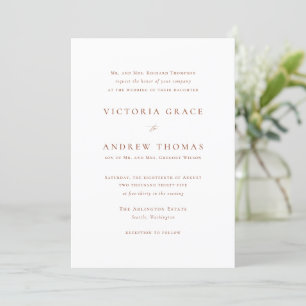 Terracotta Simple Typography Formal Wedding Invitation