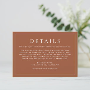 Terracotta Simple Typography Wedding Details Enclosure Card