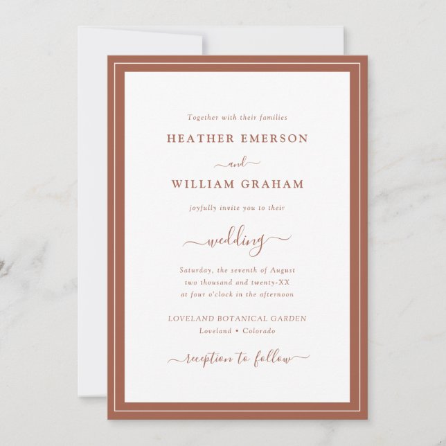Terracotta Simple Wedding Invitation (Front)