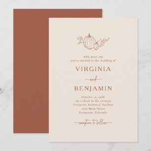 Terracotta Simple Wedding Invitation