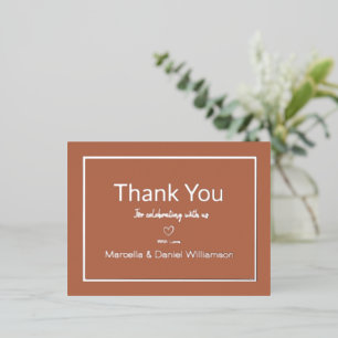 Terracotta Simple Wedding Thank You Foil Invitation Postcard