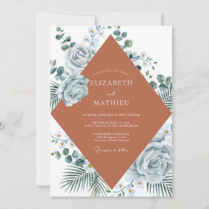 Terracotta Slate Leaf Wedding Invitation
