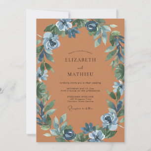 Terracotta Slate Painted Wedding Invitation