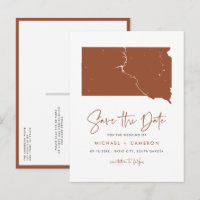 Terracotta South Dakota Map QR Code Save the Date