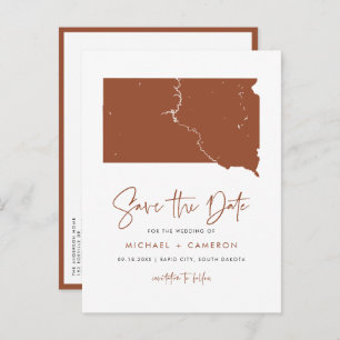 Terracotta South Dakota Map QR Code Save the Date Announcement Postcard