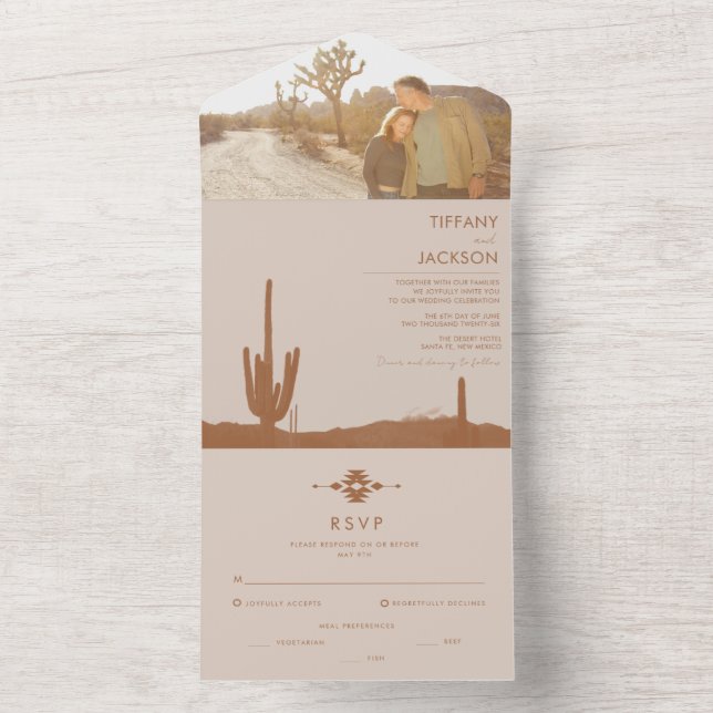  Terracotta Southwestern Cactus Photo Wedding All In One Invitation (Inside)