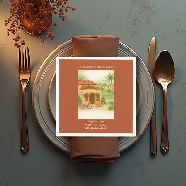 Terracotta Spanish Hacienda Destination Wedding Napkin (Creator Uploaded)