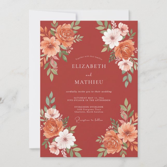 Terracotta Splendid Autumnal Wedding Invitation (Front)