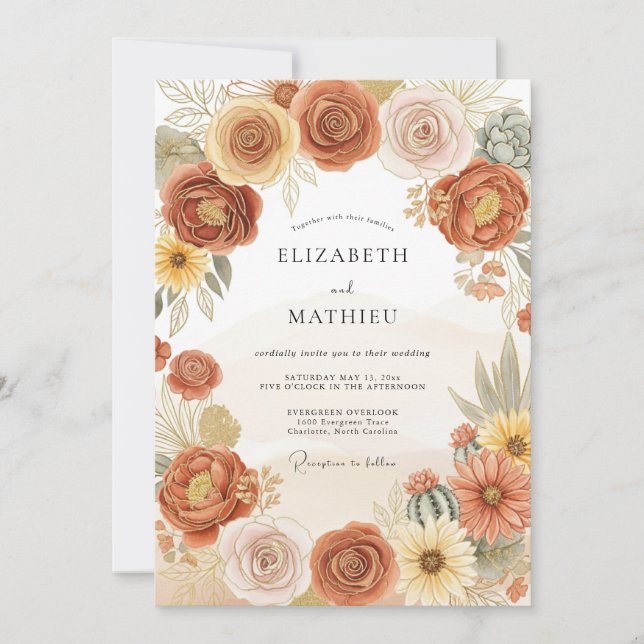 Terracotta Splendid Desert Wedding Invitation (Front)