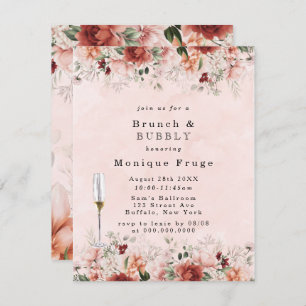 Terracotta Spring Fall Floral Brunch & Bubbly  Invitation
