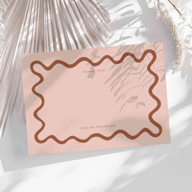 Terracotta Squiggly Wavy Line Thank You Card (Creator Uploaded)