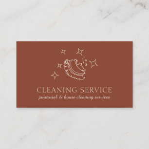 Terracotta Star Bubble Cleaning Qr Code Business Card