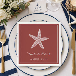 Terracotta Starfish Wedding Napkin