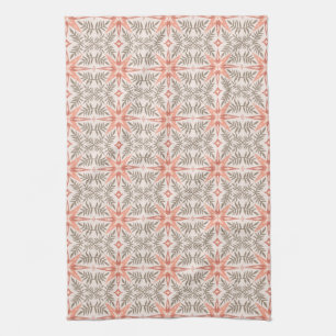 Terracotta Stars & Vines Boho Pattern Kitchen Towel