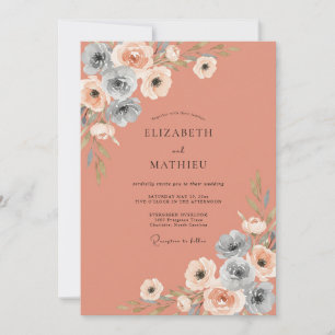 Terracotta Steel Petal Wedding Invitation