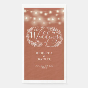 Terracotta String Lights Floral Wedding Napkin