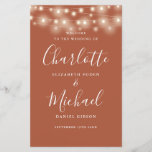 Terracotta String Lights Wedding Program<br><div class="desc">Terracotta signature script wedding program featuring pretty string lights and chic modern typography. This stylish wedding program can be personalized with your special wedding day information. Designed by Thisisnotme©</div>