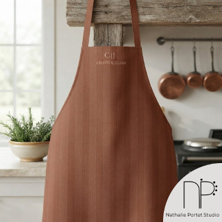 Terracotta Stripes Monogram Wedding Apron