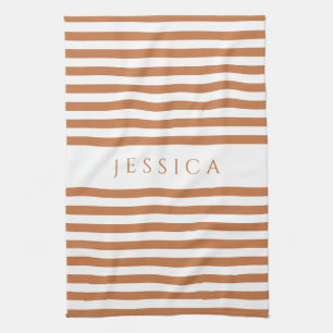 Terracotta Stripes Pattern Name Kitchen Towel