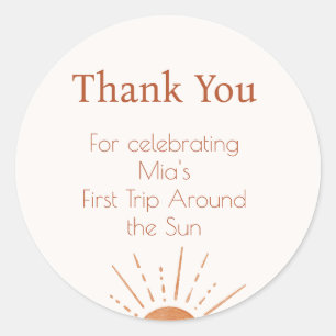 Terracotta Sun First Trip Around Thank You Sticker