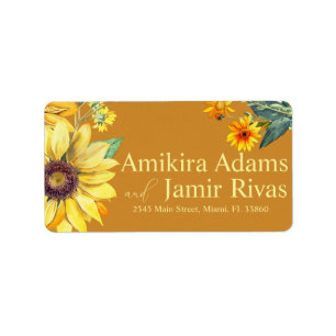 Terracotta Sunflowers Wildflowers  Wedding Label