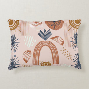 Terracotta Sunrise: Boho Harmony, Blush Pink Accent Pillow