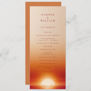 Terracotta sunset wedding ceremony program