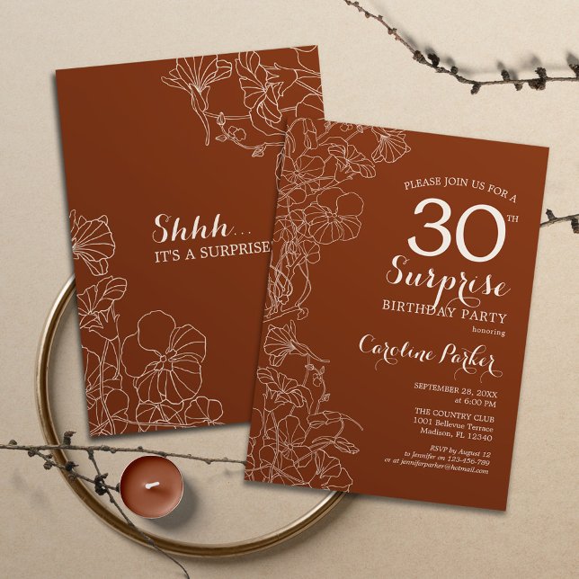 Terracotta Surprise 30th Birthday Party Invitation (Creator Uploaded)