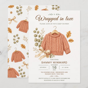Terracotta Sweater Fall Baby Shower Invitation