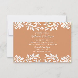 Terracotta Talavera Mexican Wedding Details Card