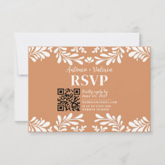 Terracotta Talavera Mexican Wedding RSVP Card