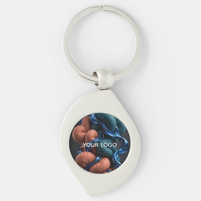 Terracotta Teal Flow - Colourful Vertical 3D  Keychain (Front)