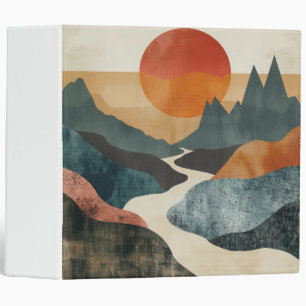 Terracotta Teal Mountain Sunset River Landscape Binder