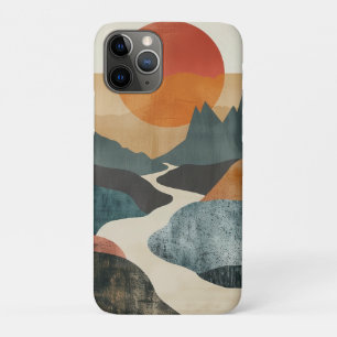 Terracotta Teal Mountain Sunset River Landscape iPhone 11 Pro Case