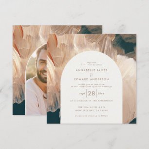 Terracotta teal painterly modern arch 1 photo sav save the date