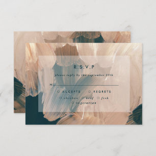 Terracotta teal painterly modern wedding R.S.V.P I Invitation