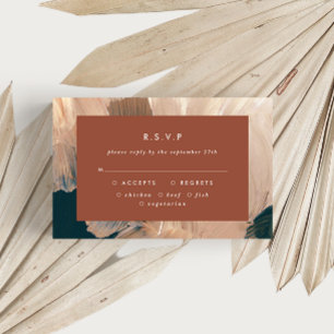Terracotta teal painterly modern wedding R.S.V.P I Invitation