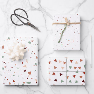 Terracotta Terrazzo Triangles & Dots Modern Wrapping Paper Sheet