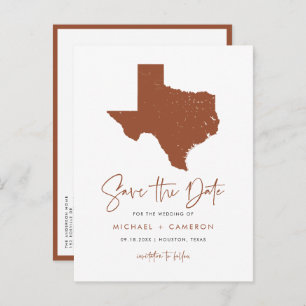 Terracotta Texas State Map QR Code Save the Date Announcement Postcard