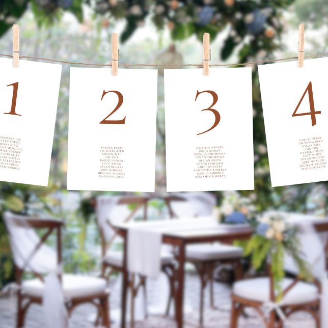 Terracotta Text Table Number Seating Chart Card (Creator Uploaded)