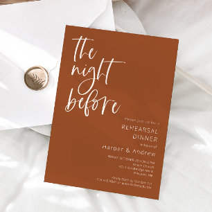 Terracotta The Night Before Rehearsal Dinner Invitation