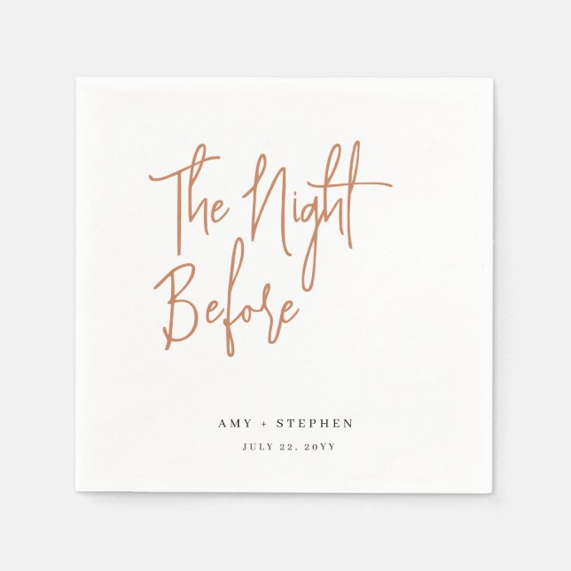 Terracotta the Night Before Rehearsal Dinner Napkin (Front)